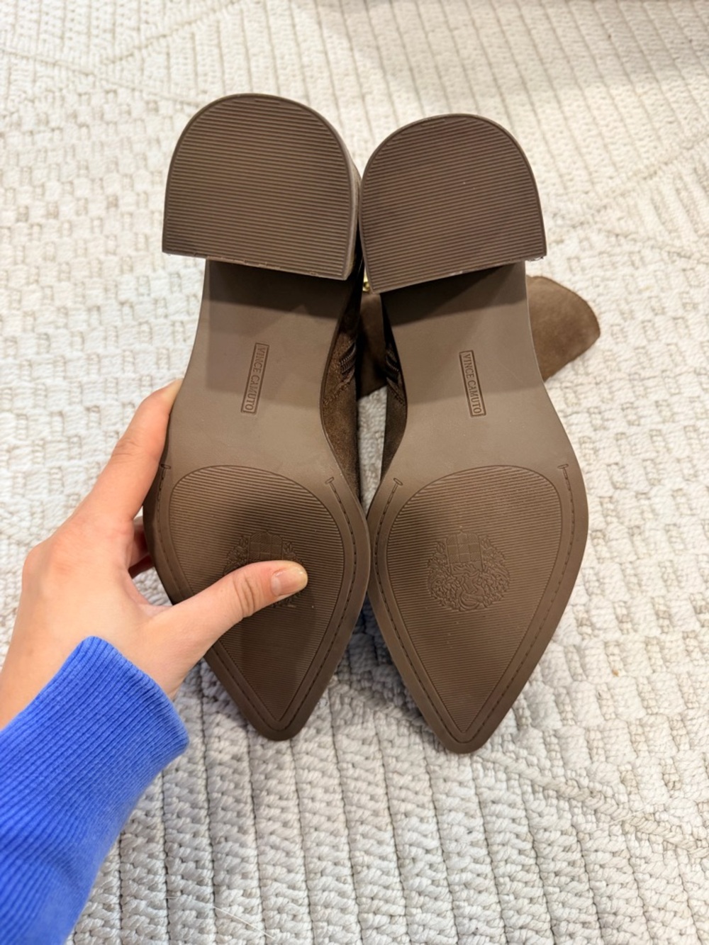 Vince Camuto Lorelei Suede Bootie in Toasted Taupe - Picture 7 of 8